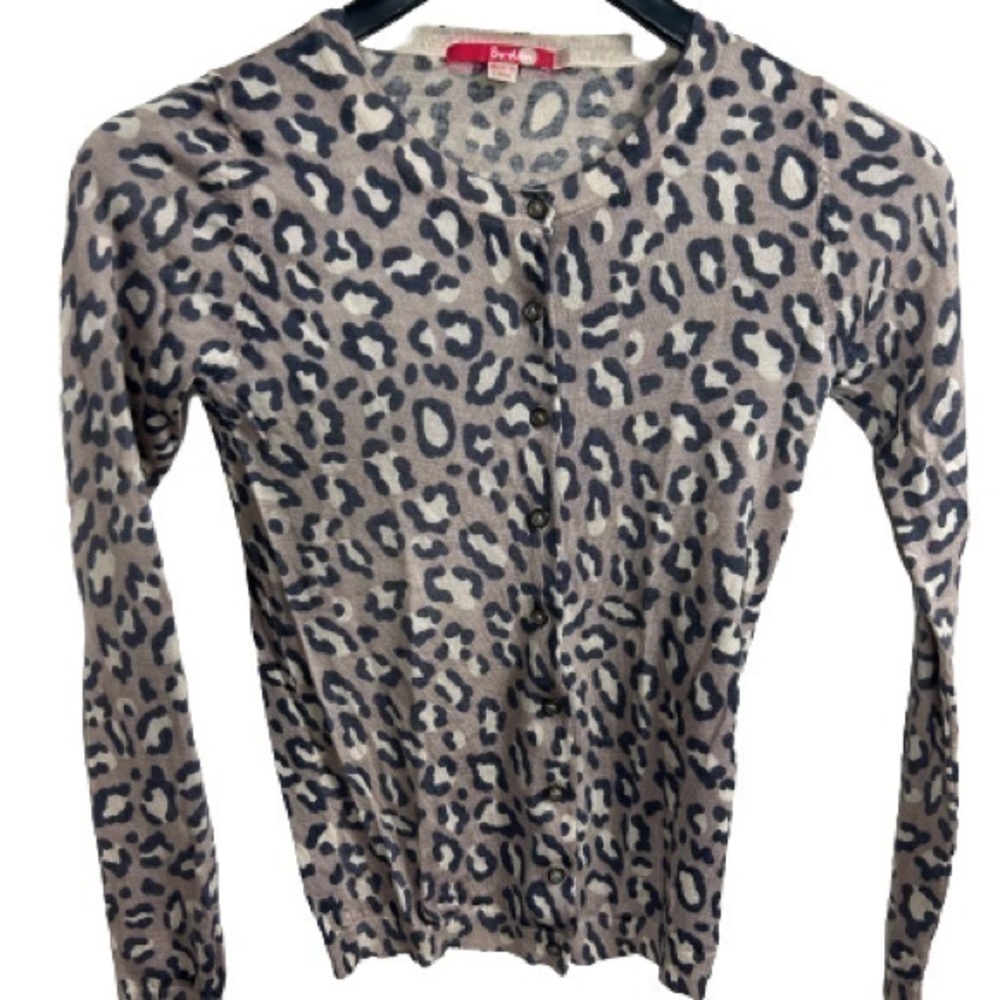 Boden Wool Leopard Print Button‎ Up Cardigan